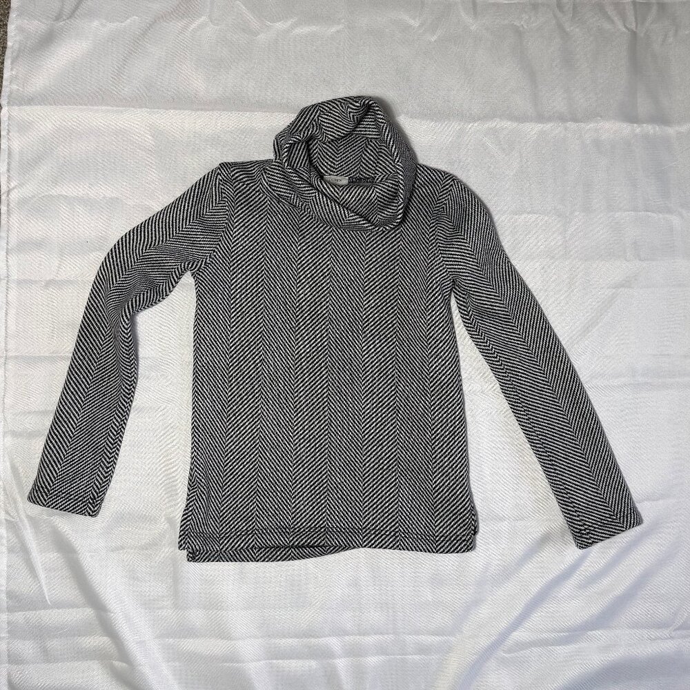 J. Crew Herringbone Turtleneck Black & White XXS